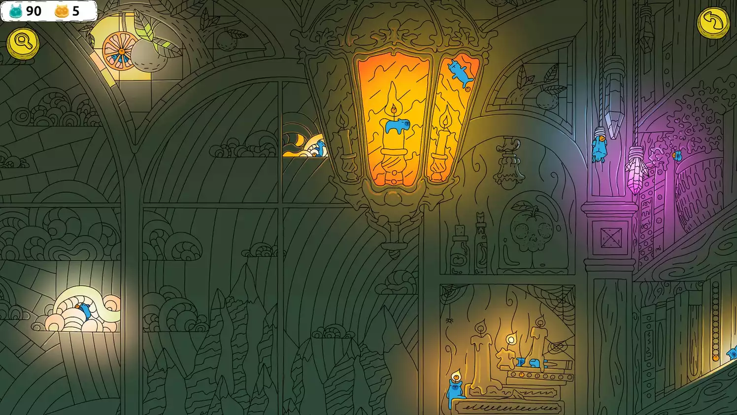 Hidden Capybaras with Orange in the Whimsical Library